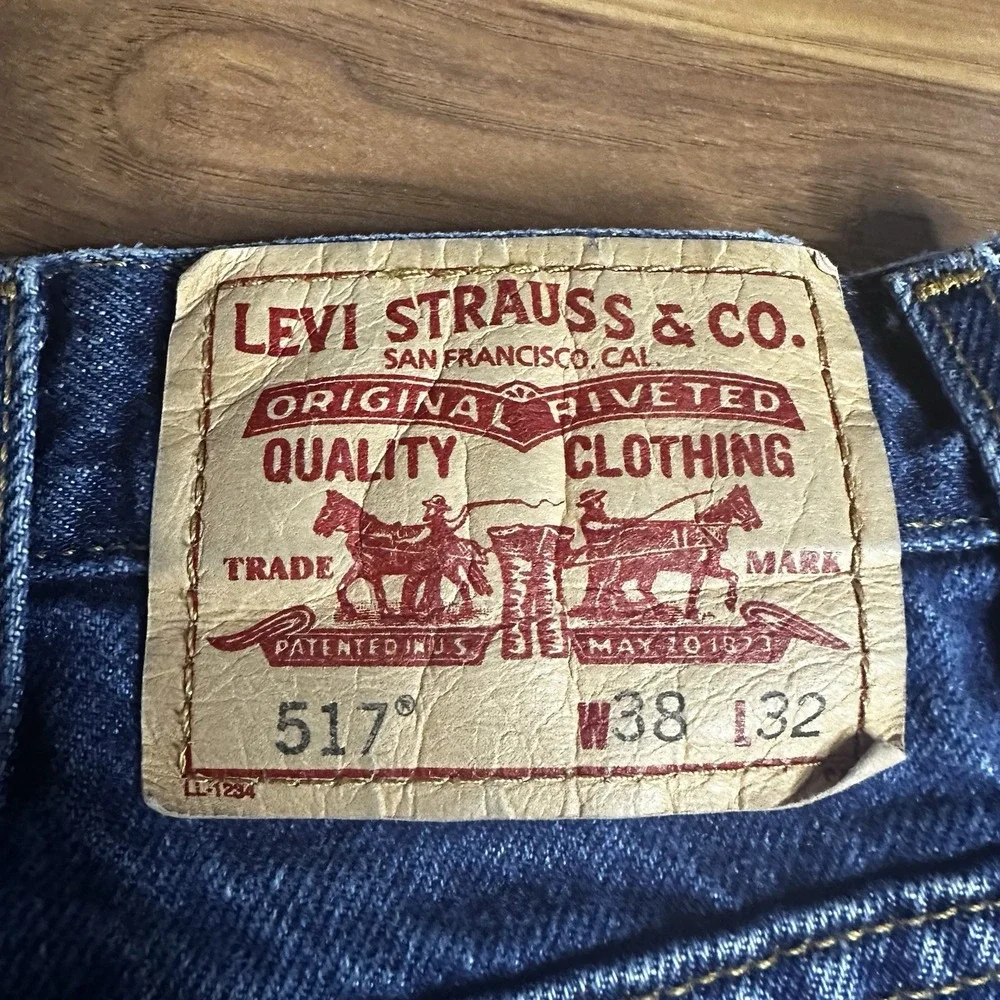 Vintage Y2K Levis 517 Bootcut Jeans Mens 38x32 Dark Wash Red Tab Western Cowboy